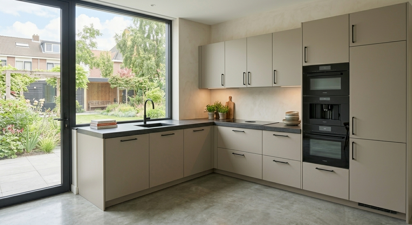 maatwerk keuken op basis van ikea in kleur ecru