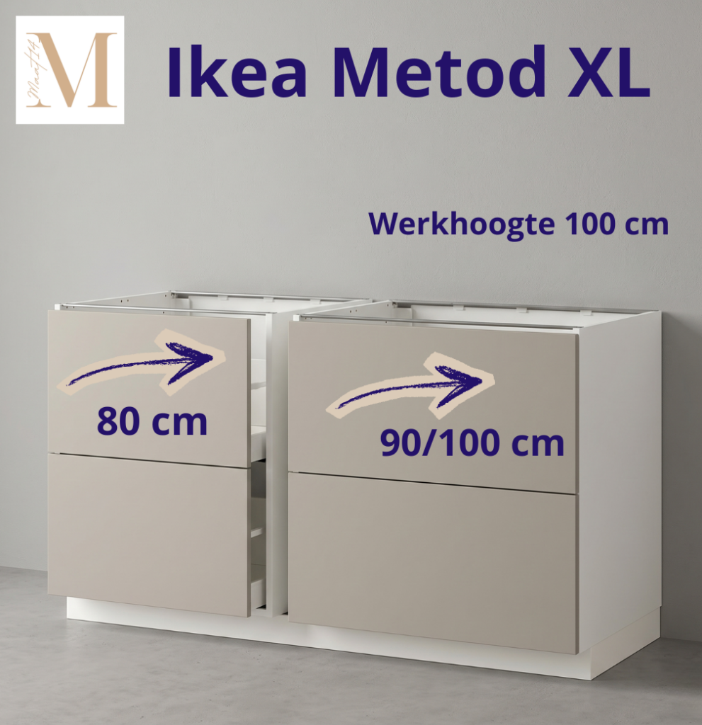 Ikea Metod XL ladekasten extra breed gemaakt 90 cm of 100 cm
